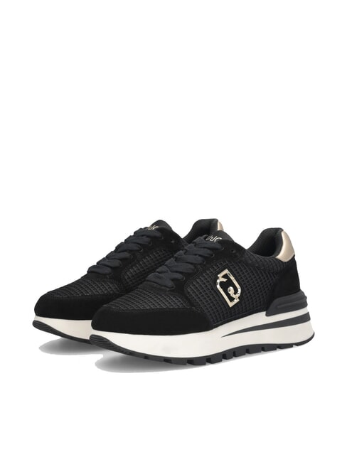 LIUJO AMAZING 25 Suede and mesh sneakers black/light gold - Women’s shoes