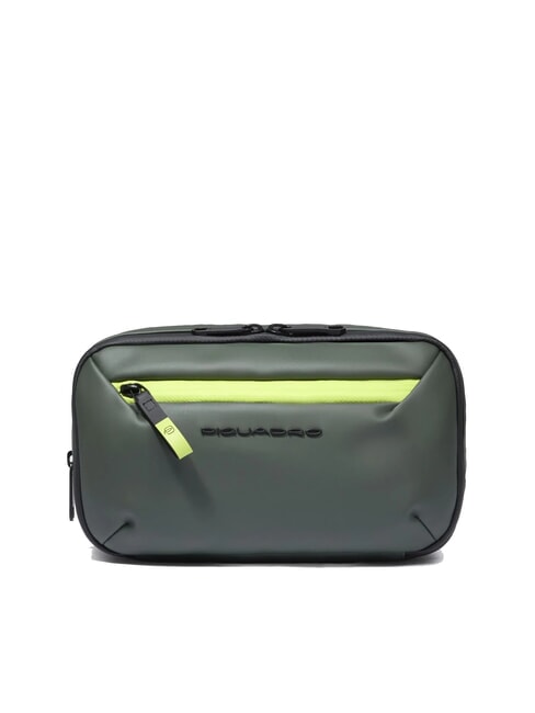 PIQUADRO CORNER SPECIALE GOMMATO Water-repellent beauty case GREEN - Beauty Case