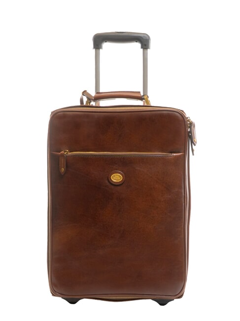 THE BRIDGE STOVIA Leather hand luggage trolley BROWN - Hand luggage