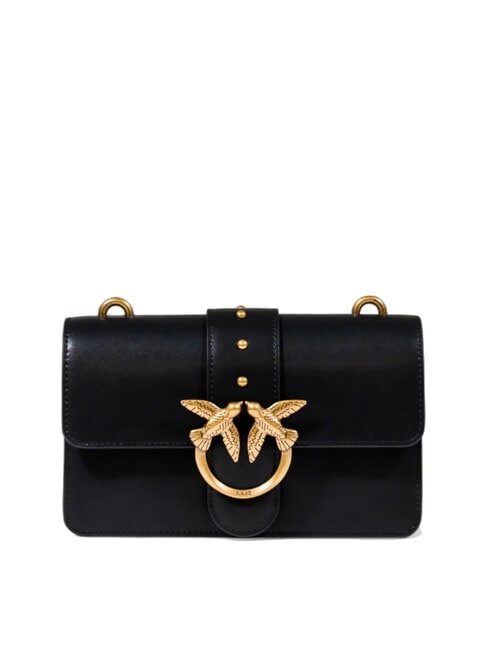 PINKO LOVE ONE CLASSIC Mini leather shoulder bag black-antique gold - Women’s Bags