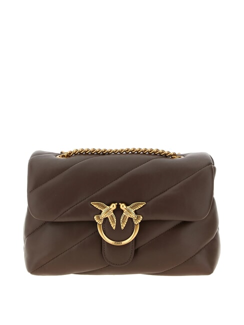 PINKO CLASSIC LOVE PUFF Nappa leather bag brown chestnut-antique gold - Women’s Bags