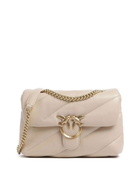 PINKO CLASSIC LOVE PUFF Nappa leather bag beige-smoky gray-antique gold - Women’s Bags