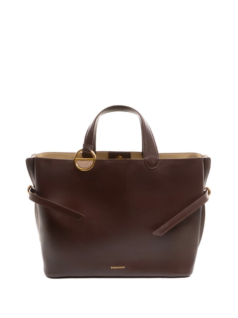 BORBONESE BRIDLE MEDIUM SHOPPER Medium nappa leather handbag chestnut/mushroom - Women’s Bags
