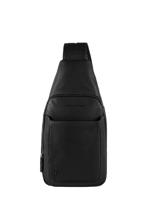 PIQUADRO BLACK SQUARE Leather one-shoulder backpack bag Black - Laptop backpacks