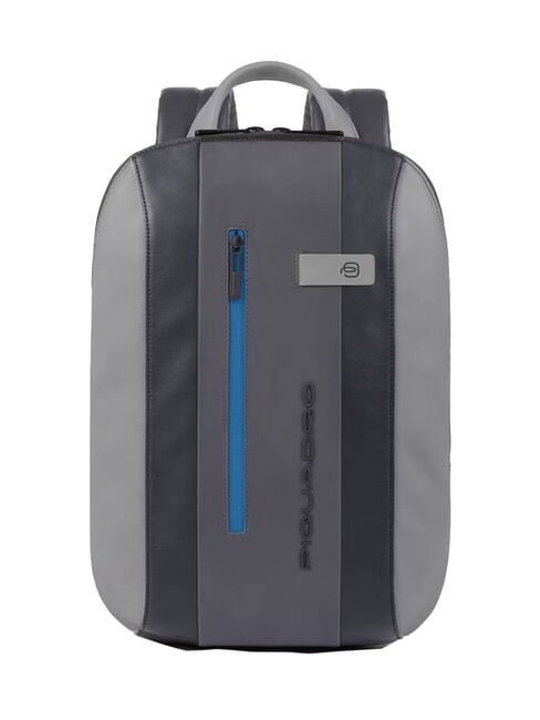 PIQUADRO URBAN 14" laptop backpack, in leather black grigiongr - Laptop backpacks
