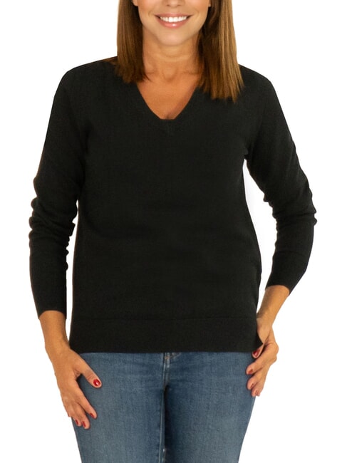 SUN68 SOLID Cotton sweater black - Women's Sweaters