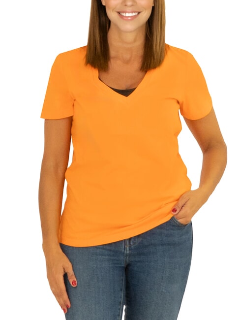 SUN68 BOXY V-neck T-shirt orange - T-shirt
