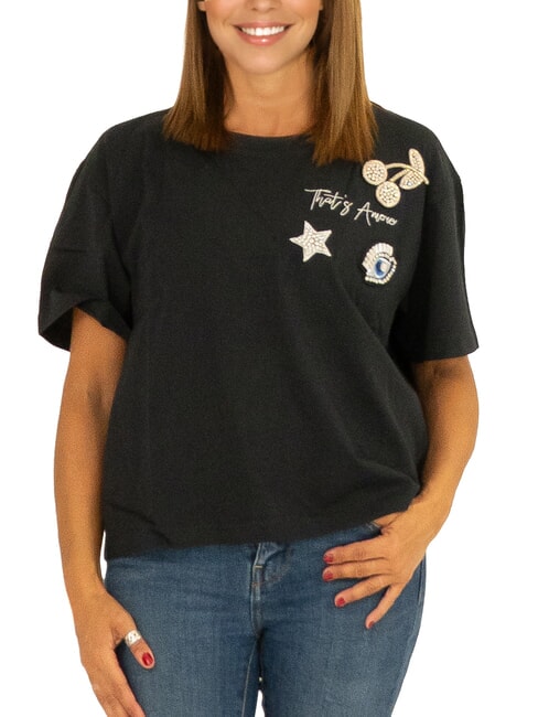 SUN68 BOXY Cotton T-Shirt black - T-shirt