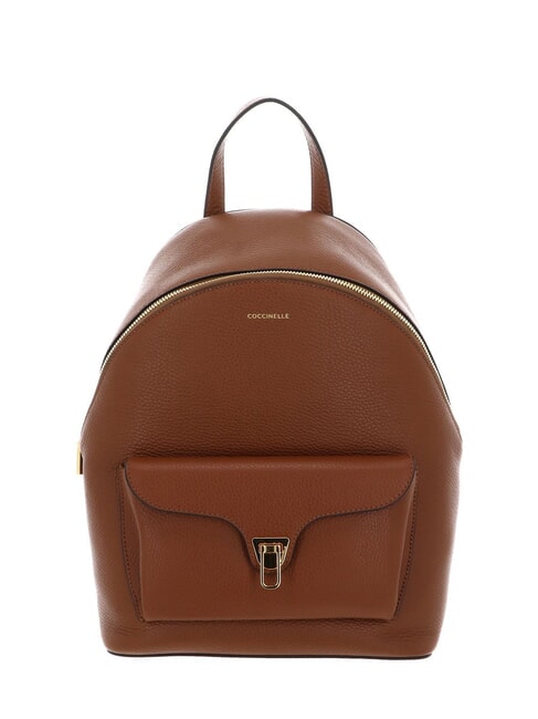 COCCINELLE BEAT GENERATIO Hammered leather backpack cognac - Women’s Bags