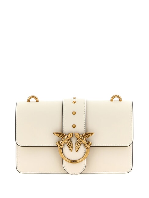 PINKO LOVE ONE CLASSIC Mini leather shoulder bag silk white-antique gold - Women’s Bags