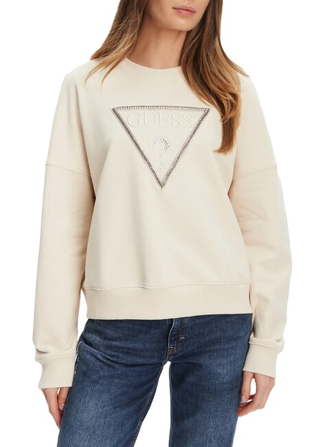 GUESS RACHELE TRIANGLE Cotton sweatshirt vanilla blush - Women's Sweatshirts