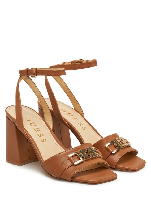 GUESS GRATO High leather sandals tan - Women’s shoes