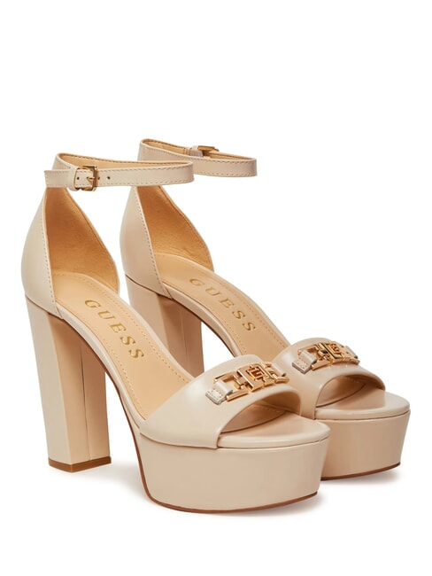 GUESS SETTLE High leather sandals CREAM - Women’s shoes