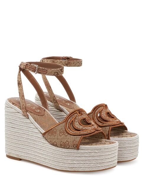GUESS TANVEEY Espadrille Wedge Sandals Beige / Brown - Women’s shoes