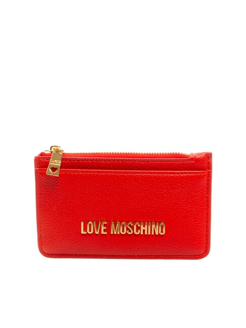 LOVE MOSCHINO JEWEL Flat card holder with zip RED - Women’s Wallets