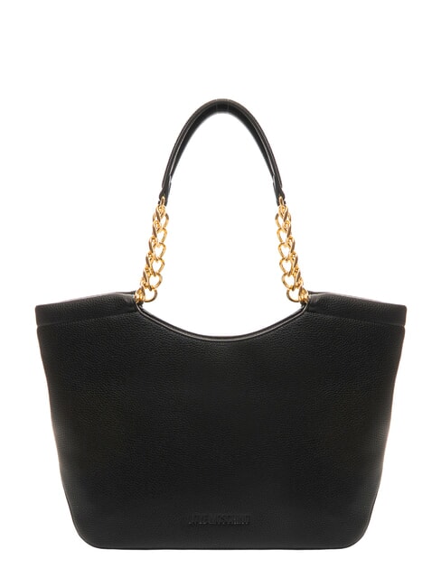 LOVE MOSCHINO GIANT Shopping bag with chain inserts Black - Women’s Bags