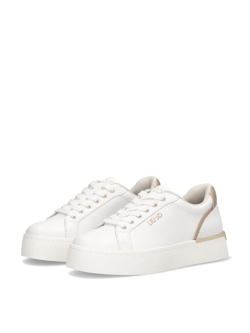 LIUJO PRETTY 06 Leather platform sneakers white / light gold - Women’s shoes