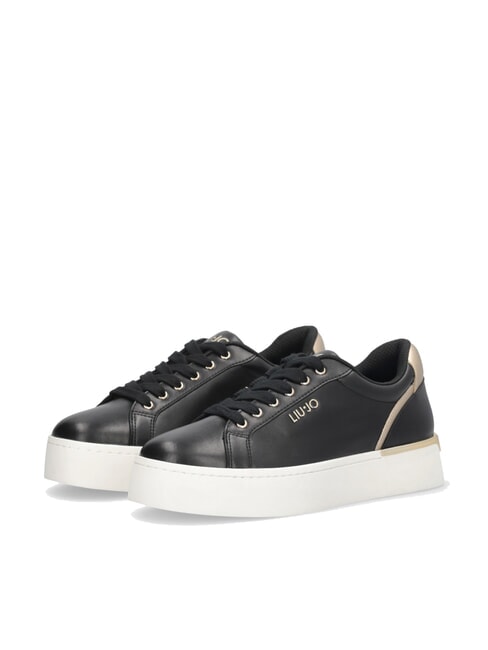 LIUJO PRETTY 06 Leather platform sneakers black/light gold - Women’s shoes