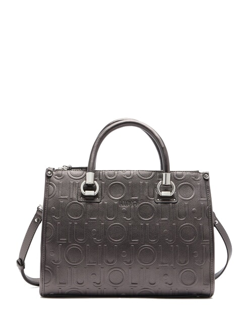 LIUJO MANHATTAN Medium satchel bag with logo anthracite met. - Women’s Bags