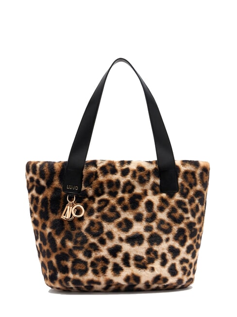LIUJO VERRY Large plush hobo bag natural macul. - Women’s Bags