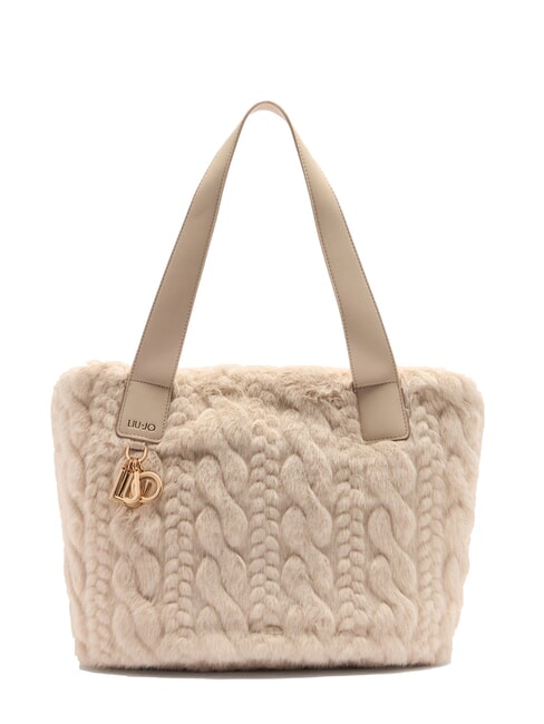 LIUJO VERRY Large plush hobo bag NEUTRAL - Women’s Bags