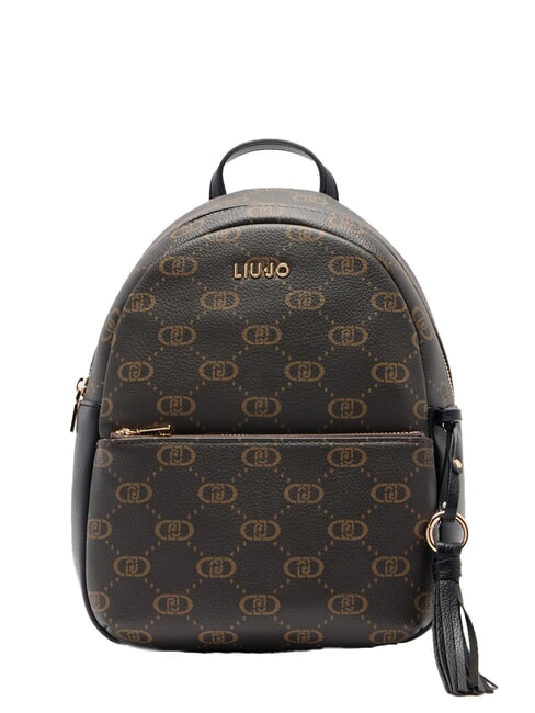 LIUJO CIRRY Medium backpack with all-over logo BLACK - Women’s Bags
