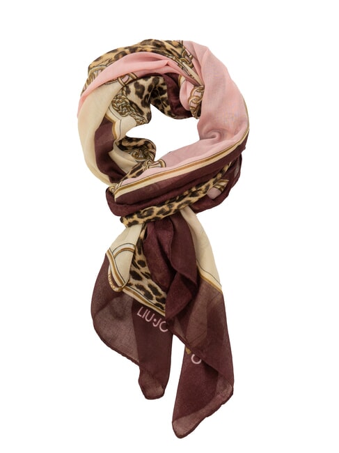 LIUJO ANIMALIER CHAIN Scarf with all-over print red aubergine - Scarves