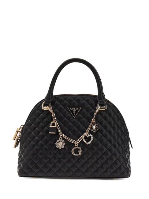 GUESS EVERLEE Quilted dome bag with charms BLACK - Women’s Bags