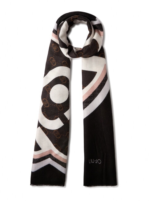 LIUJO LOGO Floral logo stole BLACK - Scarves