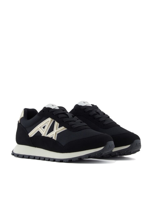 ARMANI EXCHANGE DROP MICROSUEDE Sneakers with side logo black/pale gold - Women’s shoes