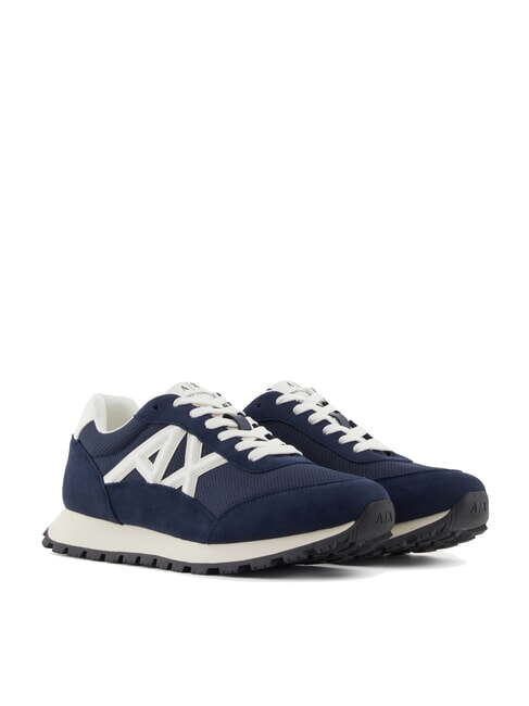 ARMANI EXCHANGE DROP MICROSUEDE Sneakers with contrasting logo navy+off-white - Men’s shoes
