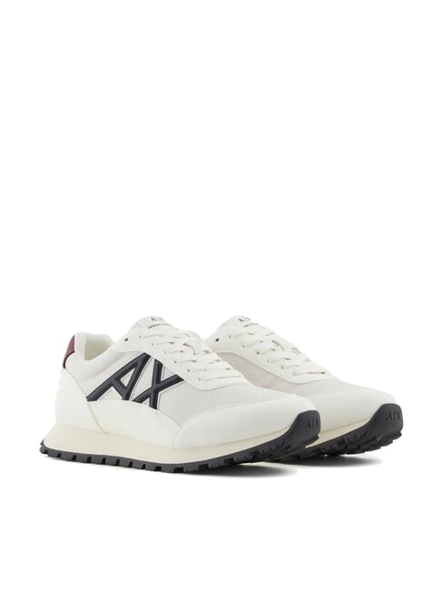 ARMANI EXCHANGE DROP MICROSUEDE Sneakers with contrasting logo off white+deep navy+pomenegrat - Men’s shoes