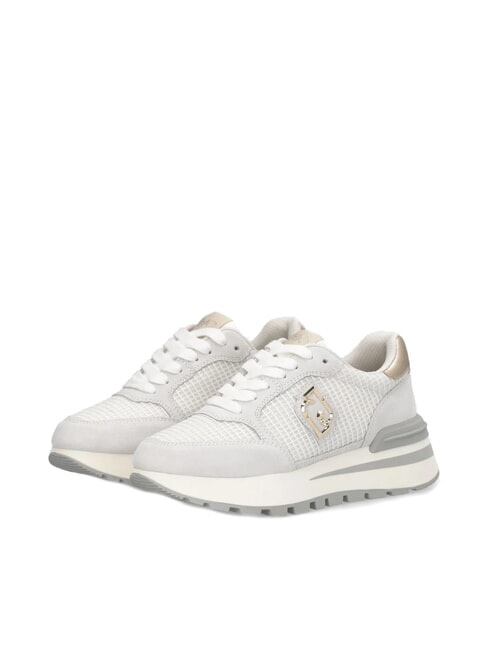 LIUJO AMAZING 25 Suede and mesh sneakers off white/light gold - Women’s shoes