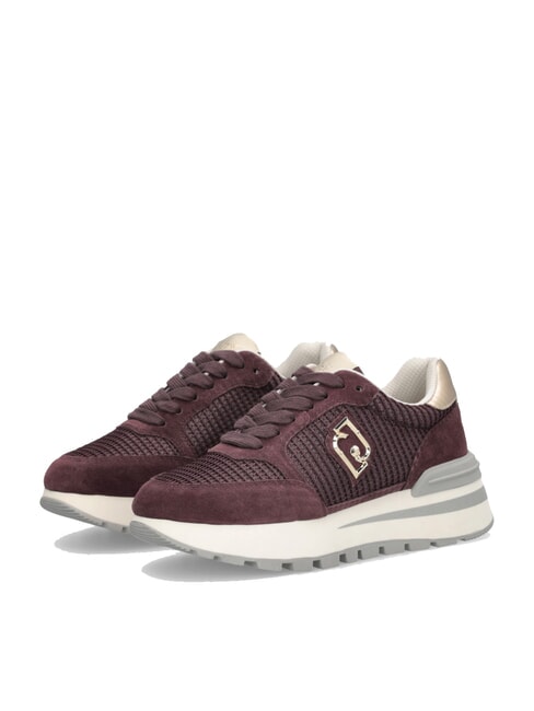 LIUJO AMAZING 25 Suede and mesh sneakers crimson/light gold - Women’s shoes