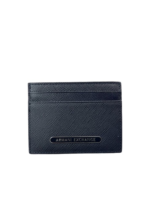 ARMANI EXCHANGE BARCELONA Flat leather credit card holder deep navy - Men’s Wallets