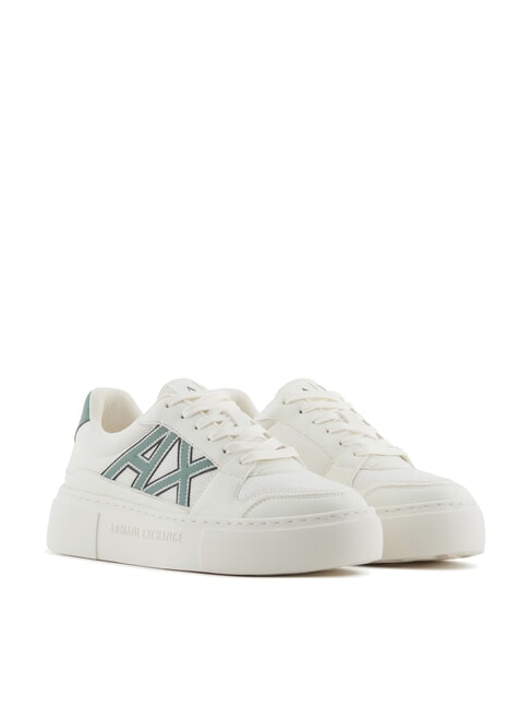 ARMANI EXCHANGE A|X Sneakers with contrasting logo off wht+dark fr.grn - Women’s shoes