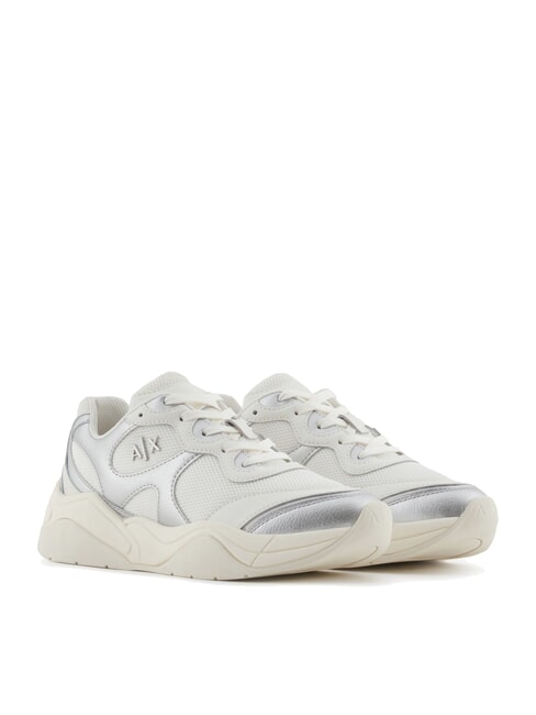 ARMANI EXCHANGE A|X Mesh fabric sneakers silver+off-white - Women’s shoes