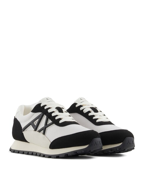 ARMANI EXCHANGE A|X Mesh sneakers with contrasting logo off white+black - Women’s shoes