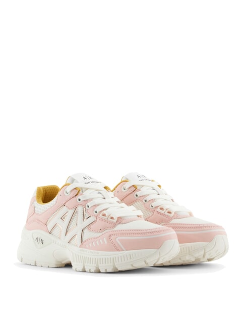 ARMANI EXCHANGE A|X Chunky sneakers with mesh inserts light rose + off white - Women’s shoes