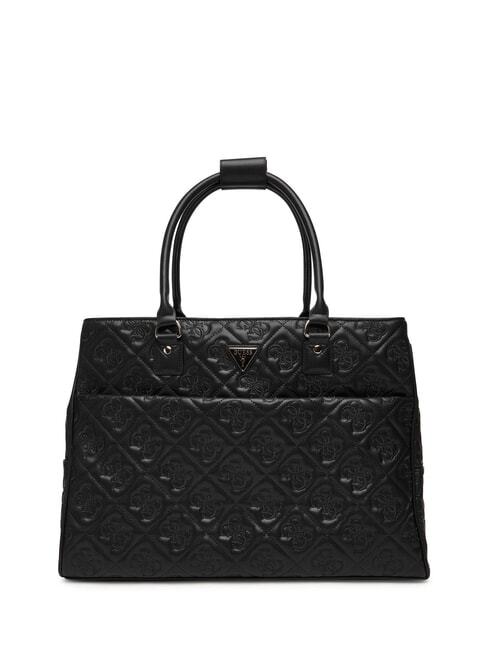 GUESS ADELASIA Shopping bag with embroidered logo BLACK - Women’s Bags