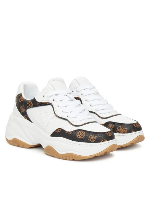 GUESS HAPYY3 Sneakers with peony logo inserts White / Brown - Women’s shoes