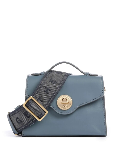 THE BRIDGE IRENE  Mini shoulder bag, in leather cerulean with gold abb - Women’s Bags