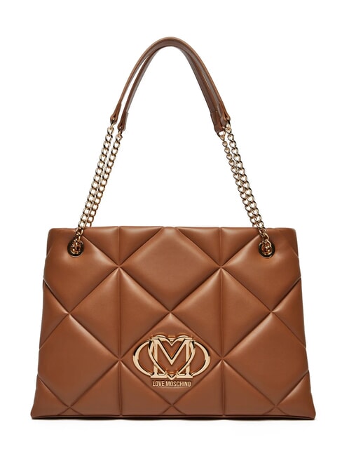 LOVE MOSCHINO GEOMETRIC Chain Handle Shoulder Bag camel - Women’s Bags