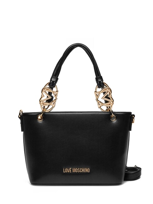 LOVE MOSCHINO LOVE CHAIN STRAP Shopping bag with shoulder strap Black - Women’s Bags