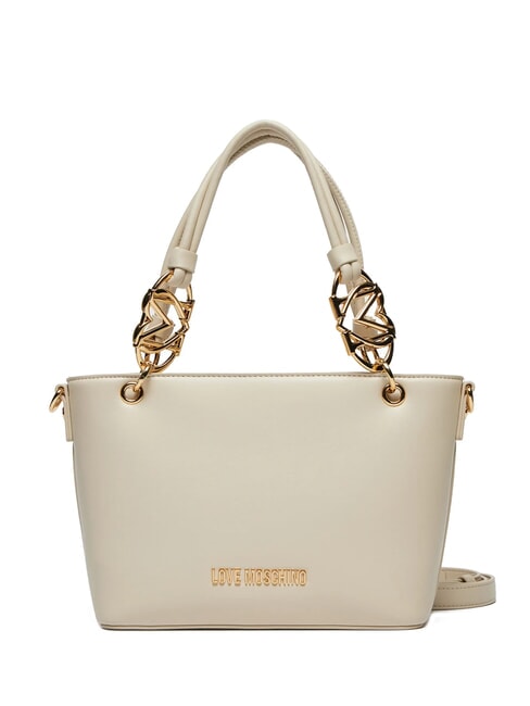 LOVE MOSCHINO LOVE CHAIN STRAP Shopping bag with shoulder strap ivory - Women’s Bags