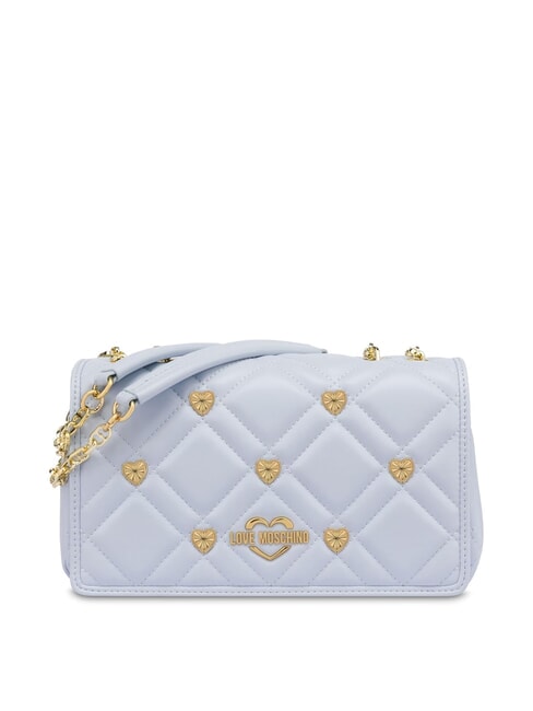LOVE MOSCHINO SWEET STUDS Shoulder bag with chain Light blue - Women’s Bags