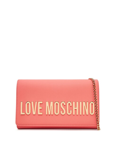 LOVE MOSCHINO BOLD LOGO Bag with flap and chain shoulder strap coral - Women’s Bags