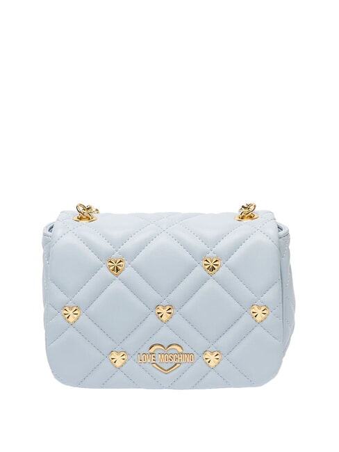 LOVE MOSCHINO SWEET STUDS Mini shoulder bag with studs Light blue - Women’s Bags
