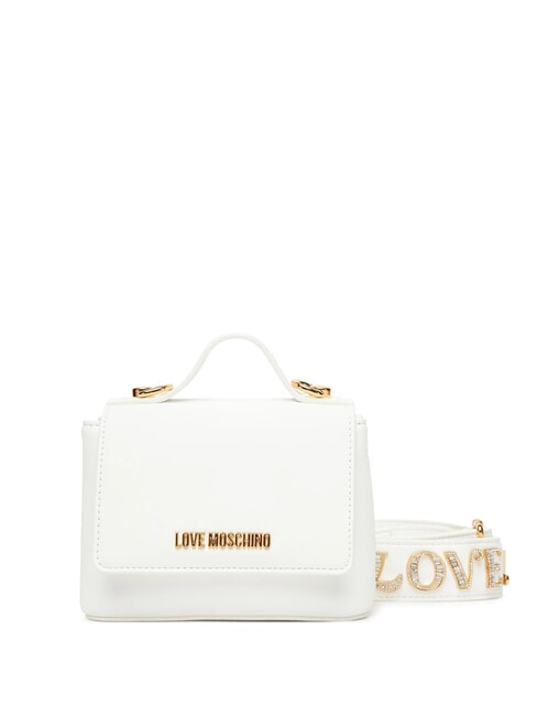 LOVE MOSCHINO SPARKLE Mini bag with jewel applications White - Women’s Bags