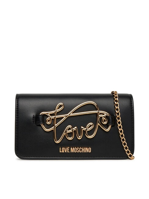 LOVE MOSCHINO TIMELESS Clutch bag with metal shoulder strap Black - Women’s Bags